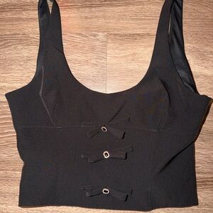 Zara Black Crop Top with Bow Accents
